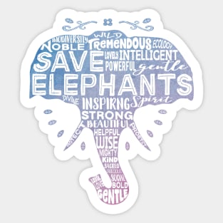 Save Elephants - Boho Watercolor Typography Sticker